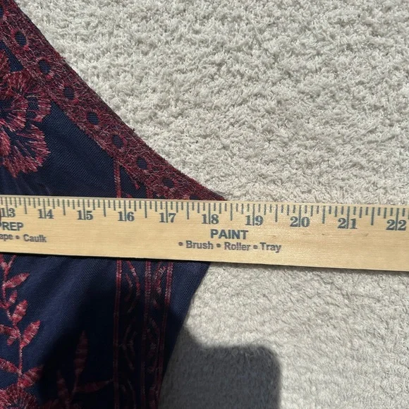 Altar’d State Navy Red Embroidered Maxi Dress Boho Floral Mesh Sleeveless Large - Picture 8 of 9